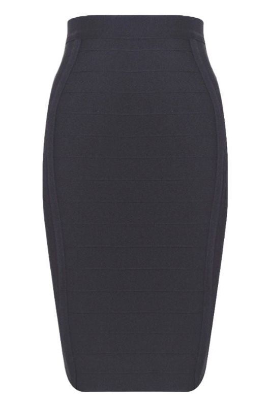 Woman wearing a figure flattering  Pencil High Waist Bandage Knee Length Cocktail Skirt - Classic Black BODYCON COLLECTION