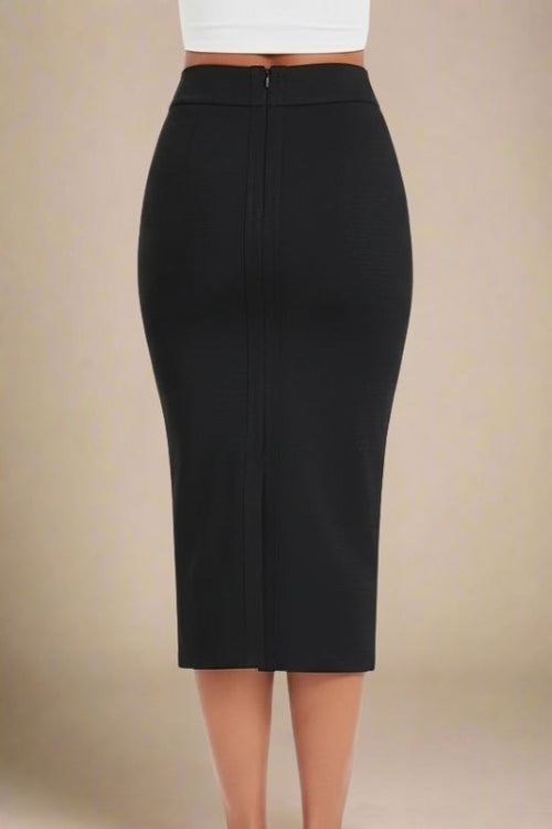 Black Diamond Two-Piece Set | Beaded Top & Long Bandage Skirt