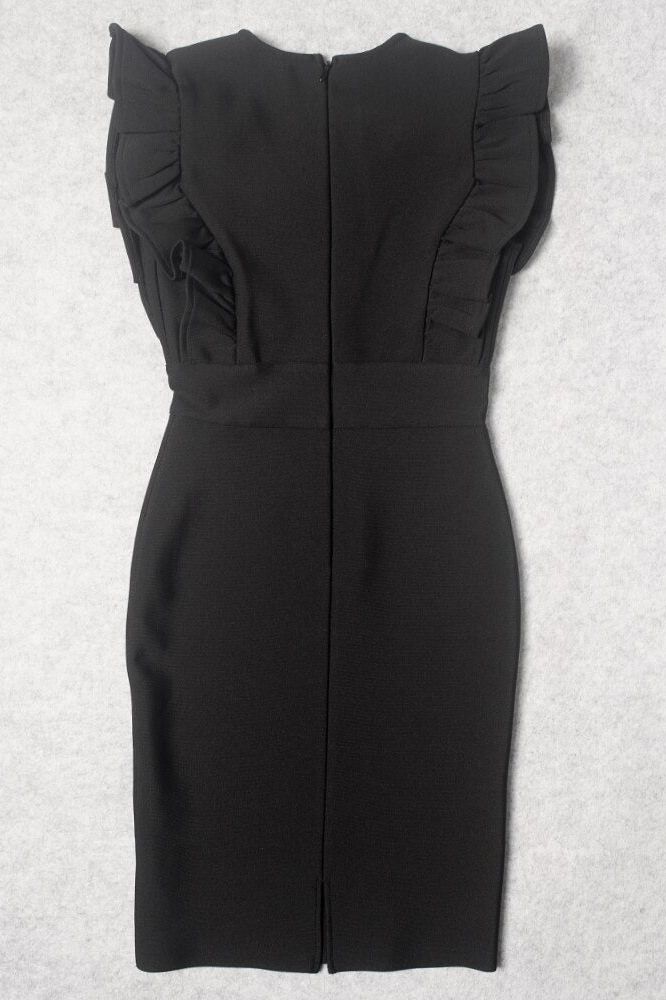 Woman wearing a figure flattering  Phoebe Bodycon Dress - Classic Black BODYCON COLLECTION