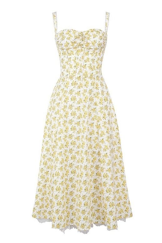 Woman wearing a figure flattering  Pixie Bodycon Midi Dress - Daffodil Yellow BODYCON COLLECTION Pty Ltd