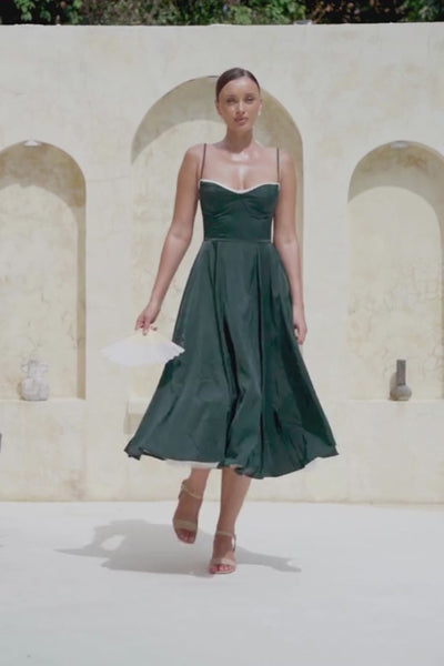 Mavis Emerald Green Midi Dress