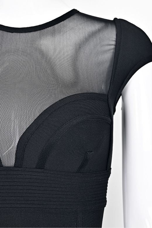 Woman wearing a figure flattering  Rory Bandage Maxi Dress - Classic Black BODYCON COLLECTION Pty Ltd