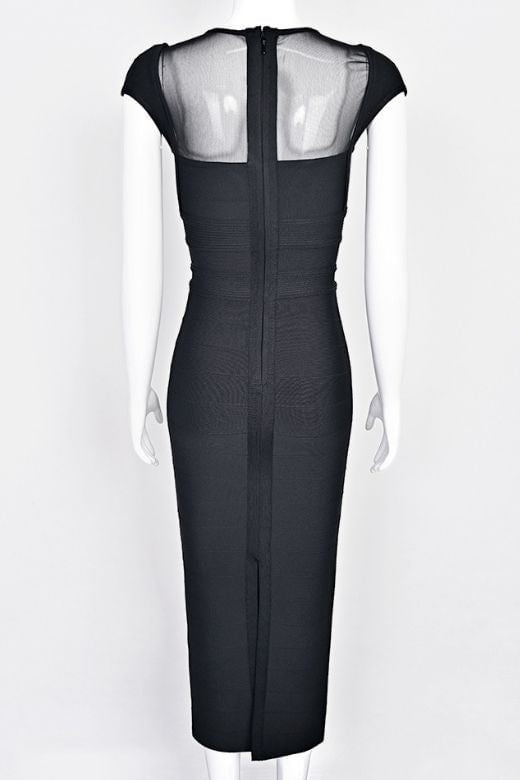 Woman wearing a figure flattering  Rory Bandage Maxi Dress - Classic Black BODYCON COLLECTION Pty Ltd