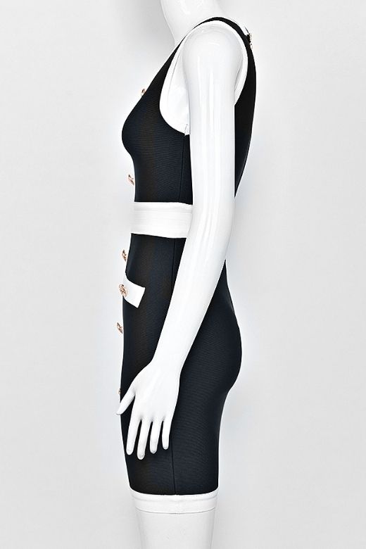 Woman wearing a figure flattering  Rosie Bodycon Dress - Classic Black BODYCON COLLECTION