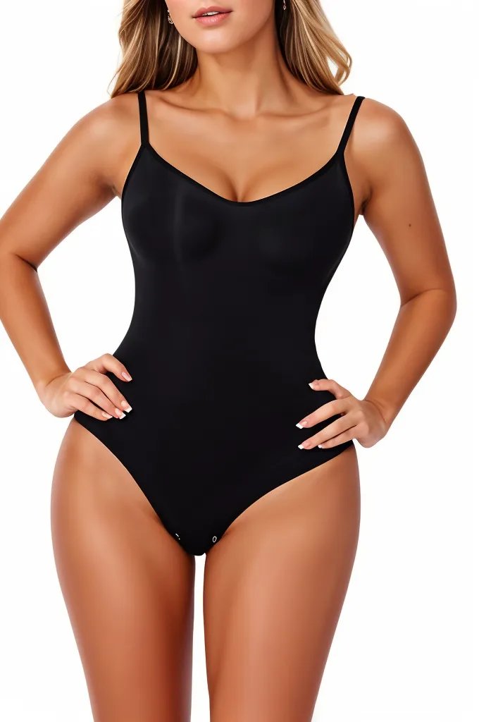 Woman wearing a figure flattering  Sculpting One Piece Bodysuit Shapewear - Panties Bodycon Collection