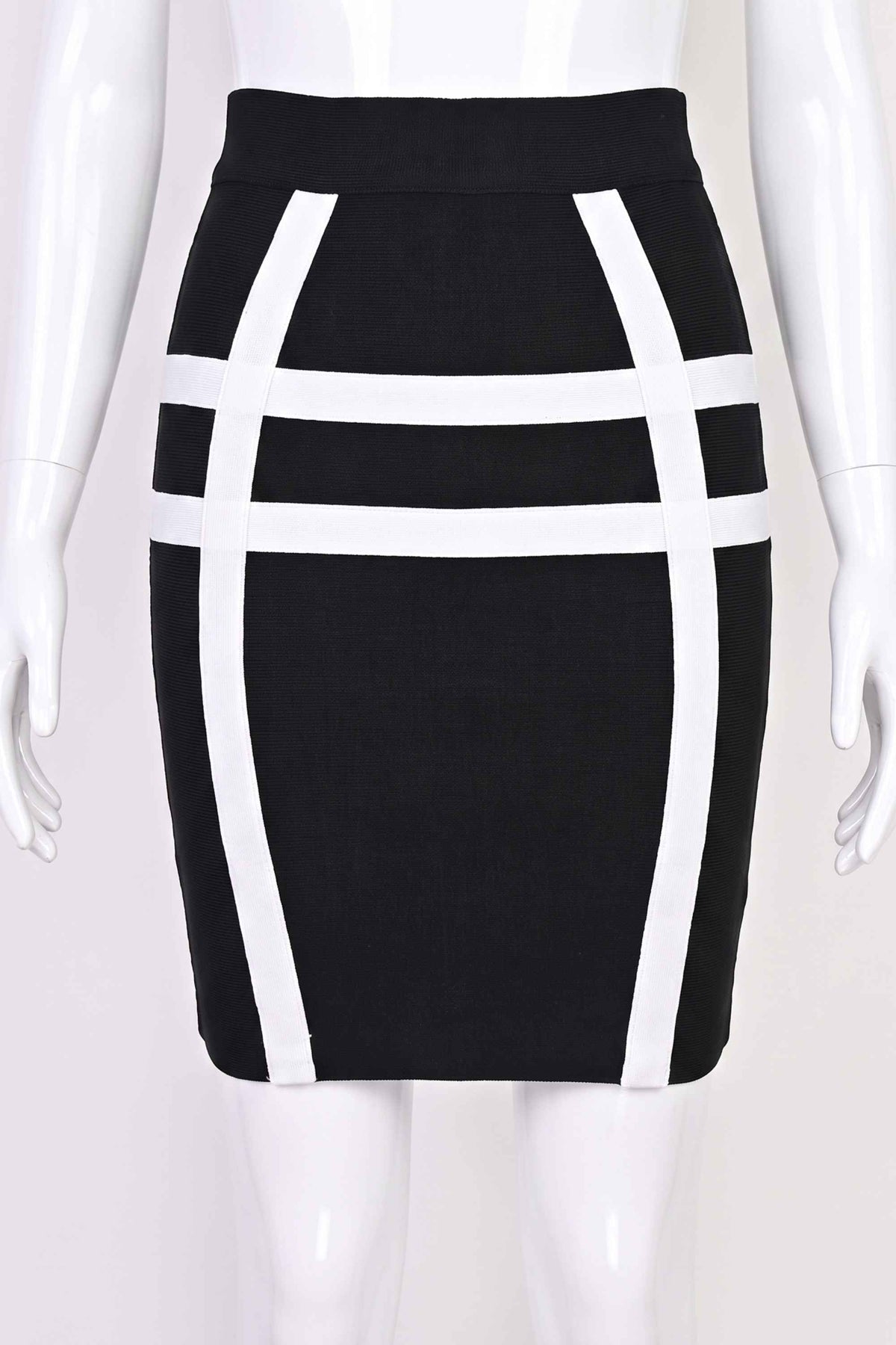 Woman wearing a figure flattering  Suki High Waist Bandage Mini Skirt - Classic Black BODYCON COLLECTION Pty Ltd