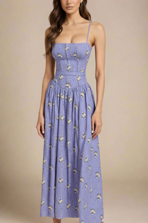 Woman wearing a figure flattering  Tasmin Midi Dress - Royal Blue BODYCON COLLECTION