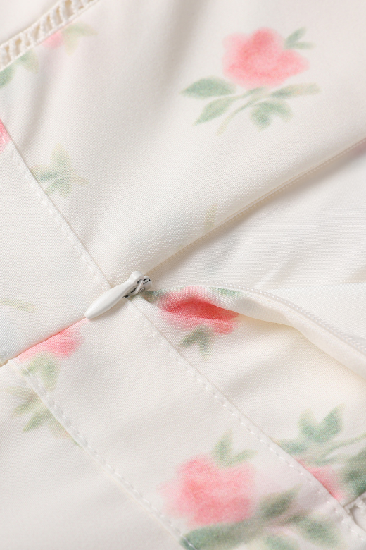 Woman wearing a figure flattering  Tasmin Mini Dress - Cream BODYCON COLLECTION