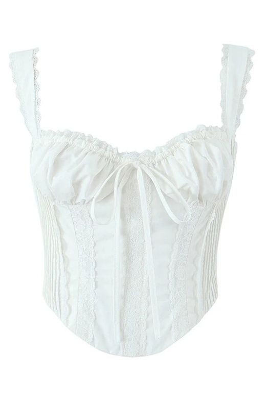 Woman wearing a figure flattering  Valerie Corset Crop Top - Pearl White BODYCON COLLECTION