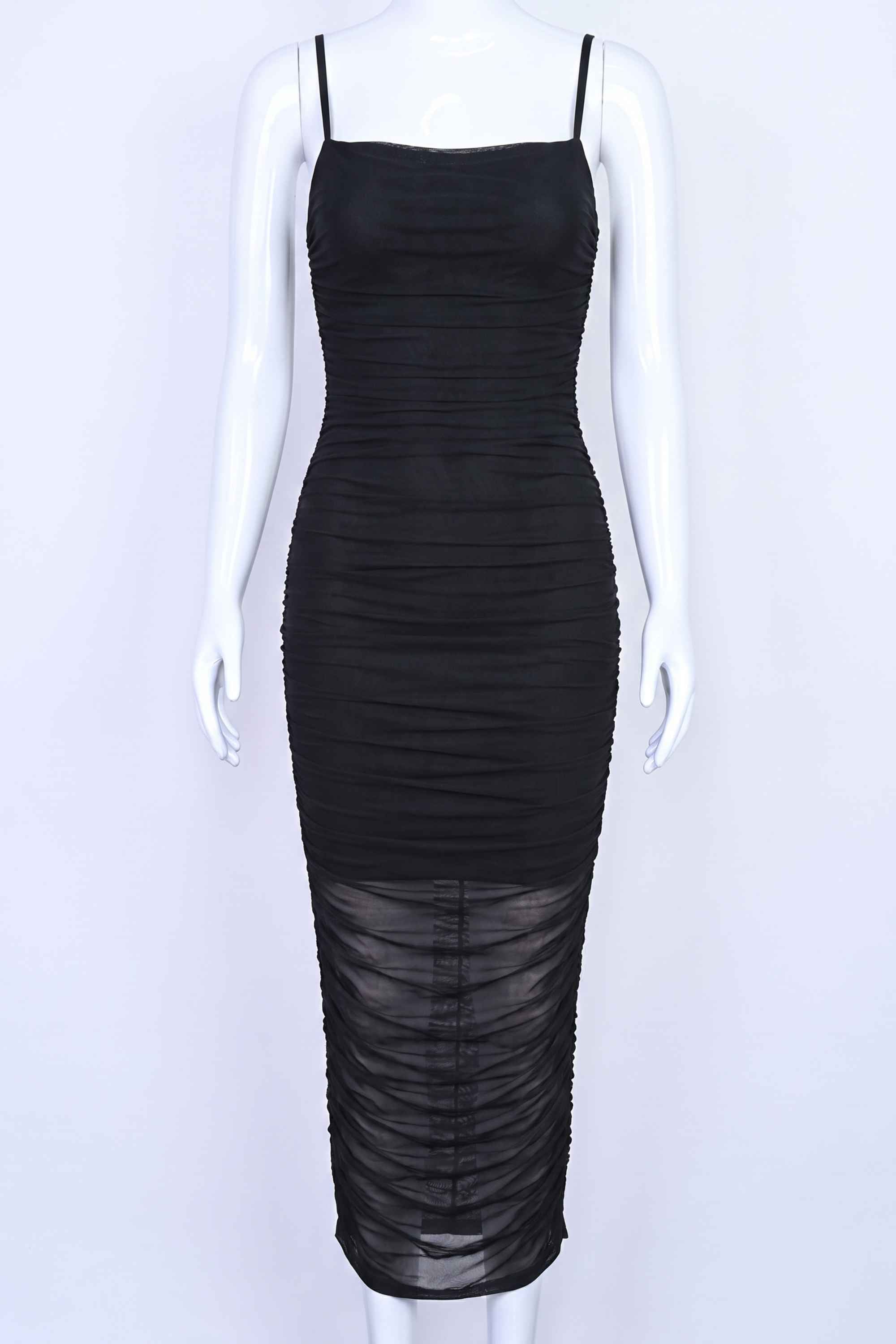 Woman wearing a figure flattering  Zoe Bodycon Wrap Maxi Dress - Classic Black Bodycon Collection